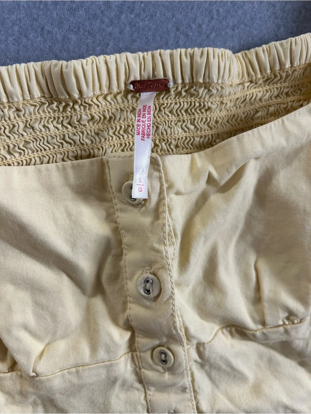 Free People Astrid Oxford Mini Dress Square Neck Butter Yellow Large